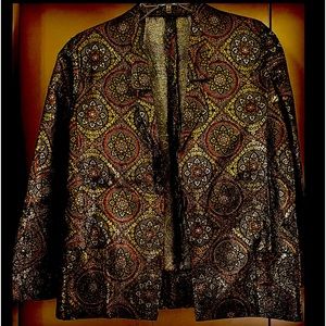 BRAND NEW Custom Made Sz M Exquisite Gold and Copper Textured Open Front Jacket